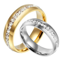 6mm Comfort Fit Titanium Silver Gold Plated Round Shape Cubic Zirconia Wedding Ring